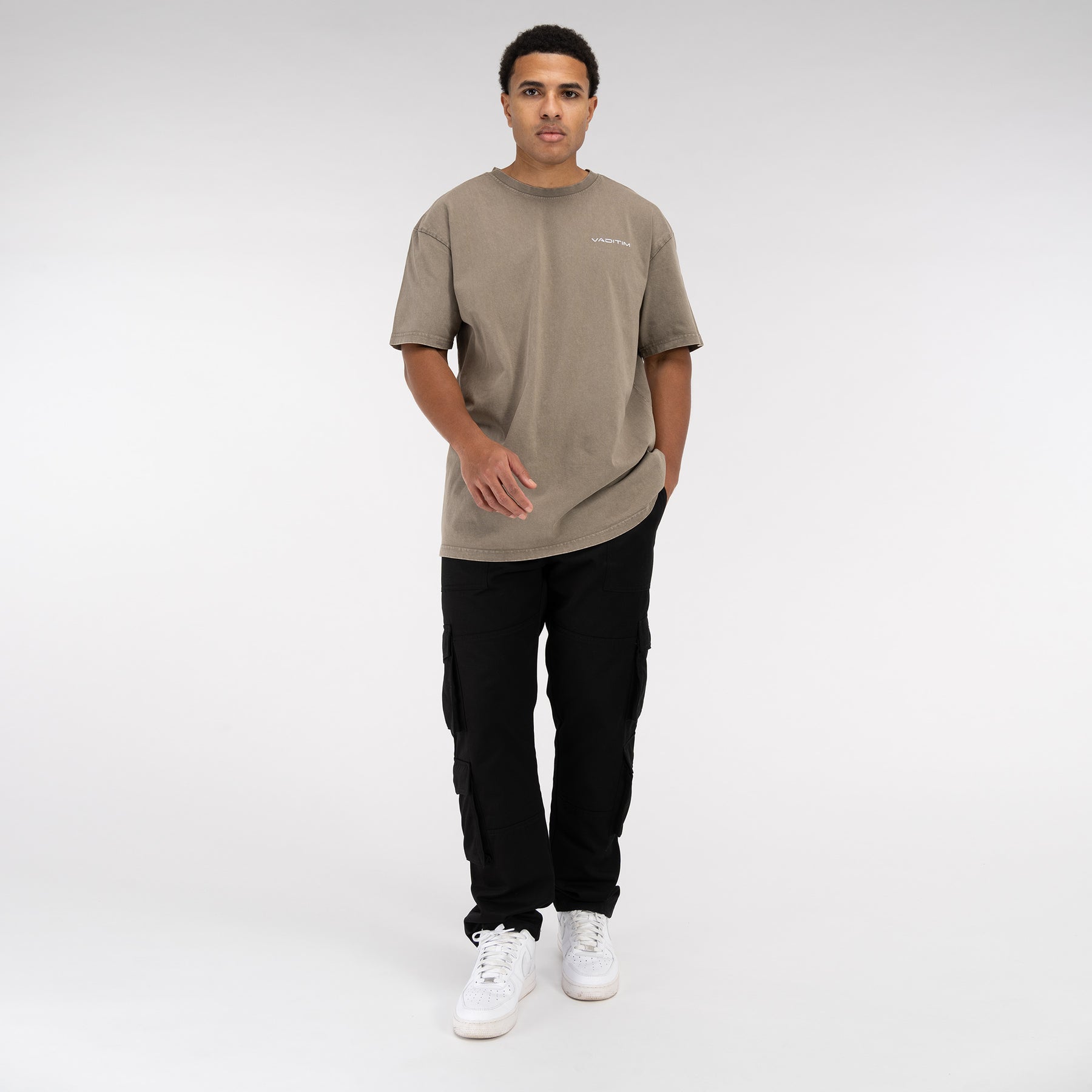 Acid Washed Darkkaki T-Shirt Vaditim