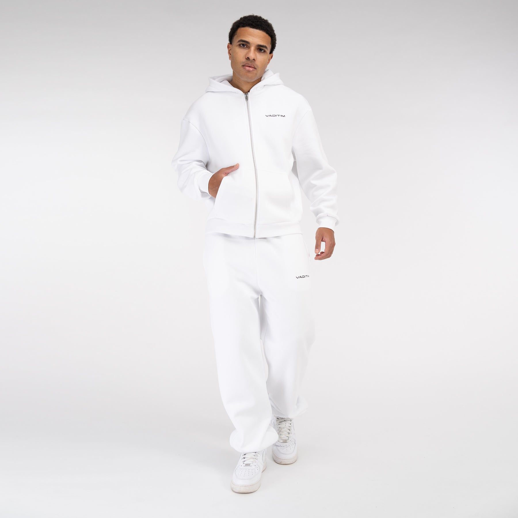 White Basic Zipper Vaditim