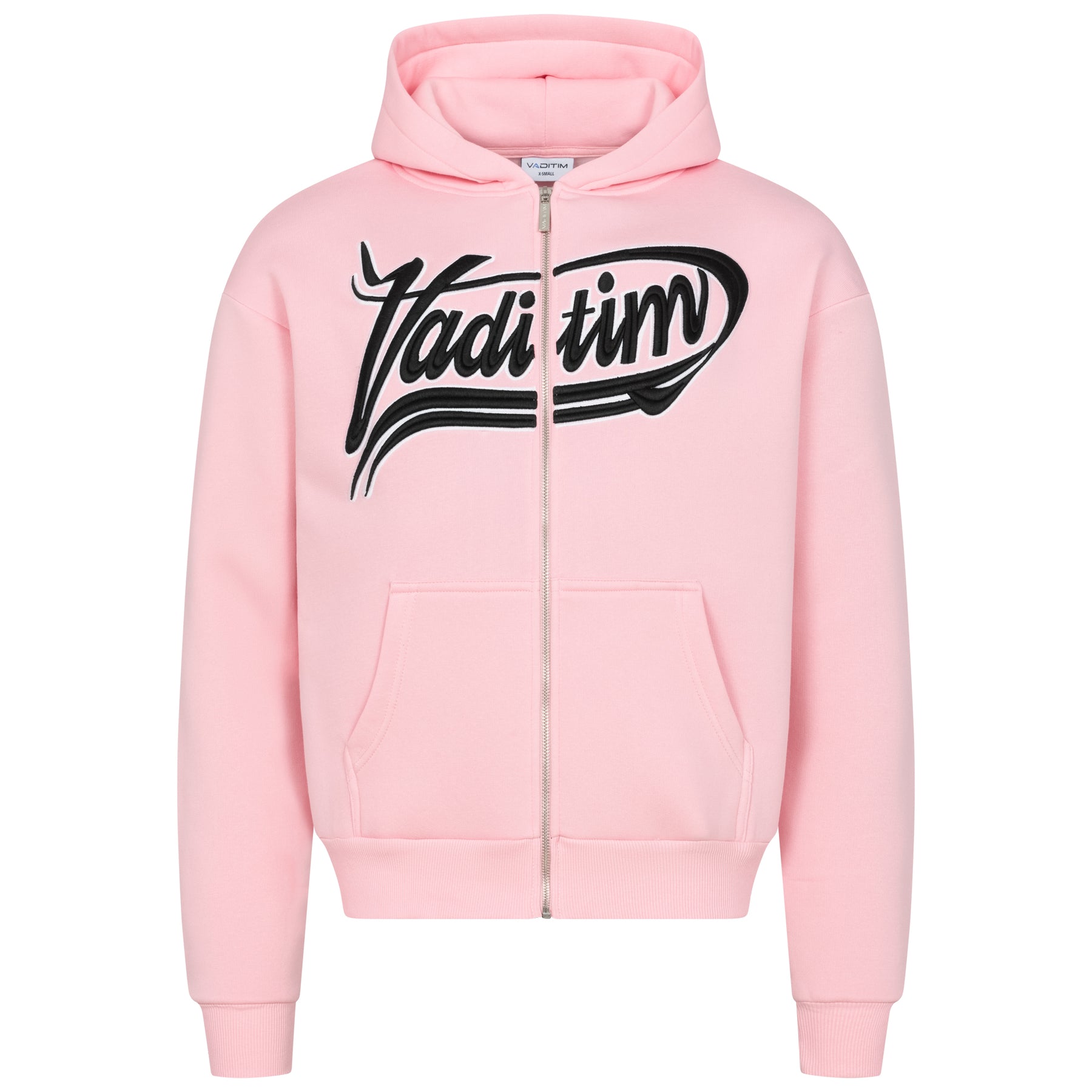 Hot Pink / Black 3D College Zipper HOODIE Vaditim