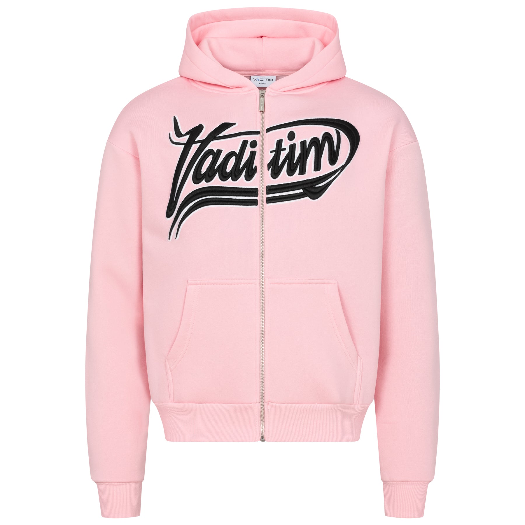 Hot Pink / Black 3D College Zipper HOODIE Vaditim   