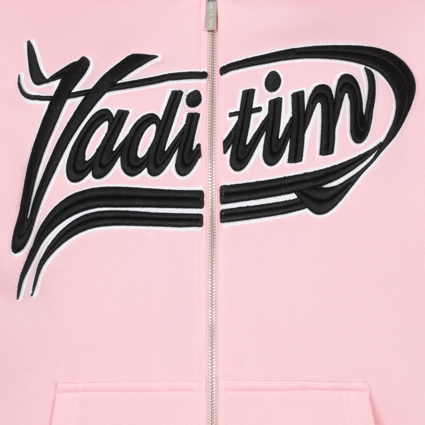 Hot Pink / Black 3D College Zipper HOODIE Vaditim