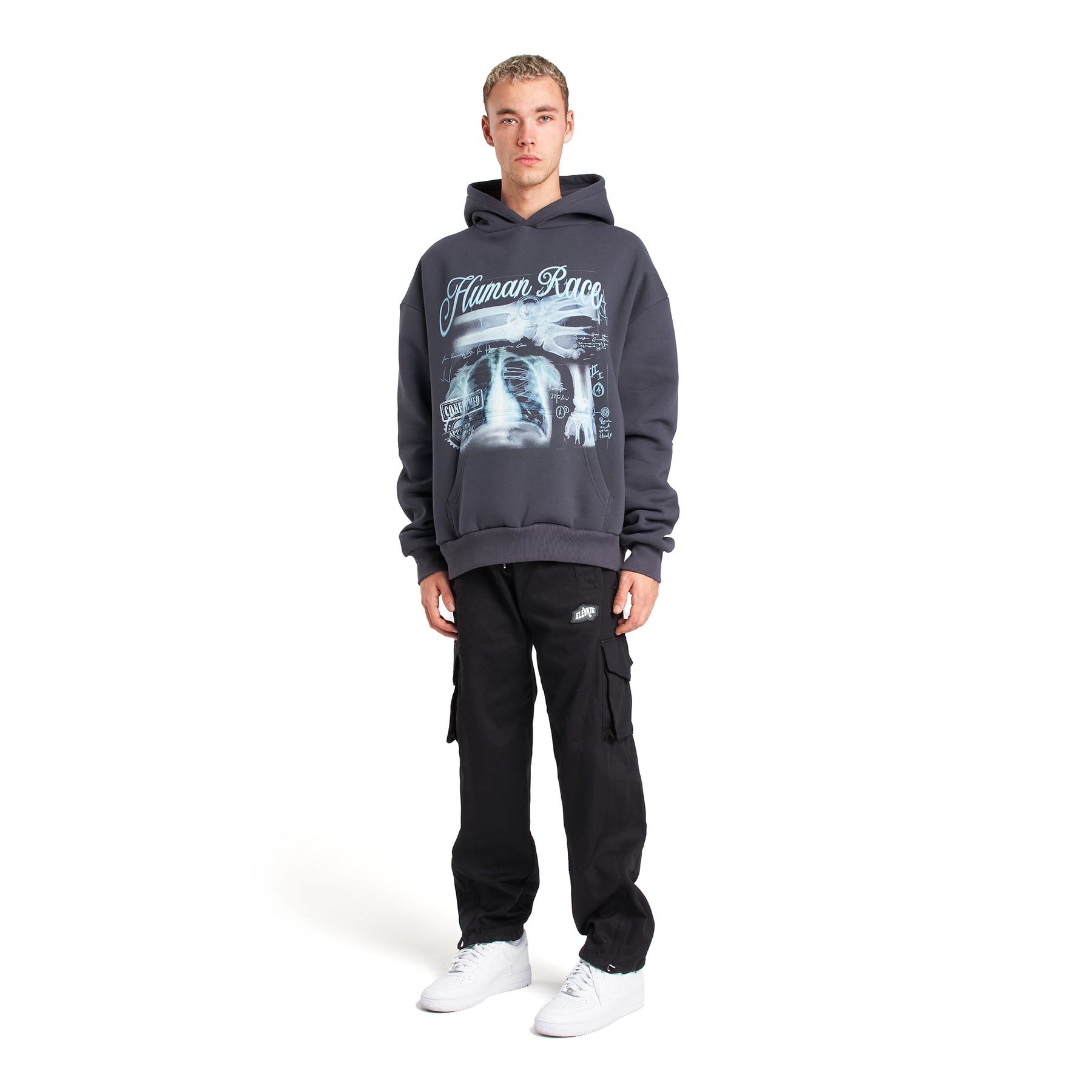 Skeleton Human Race Washed Hoodie HOODIE Vaditim   