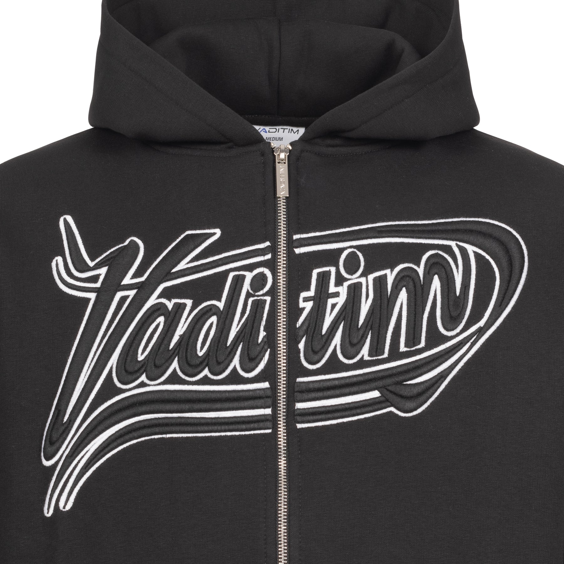 Black / White / Black 3D College Zipper HOODIE Vaditim   