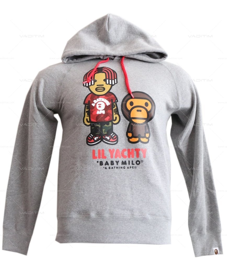 BAPE Baby Milo x Lil Yachty Pullover Hoodie Grey Clothing vendor-unknown   