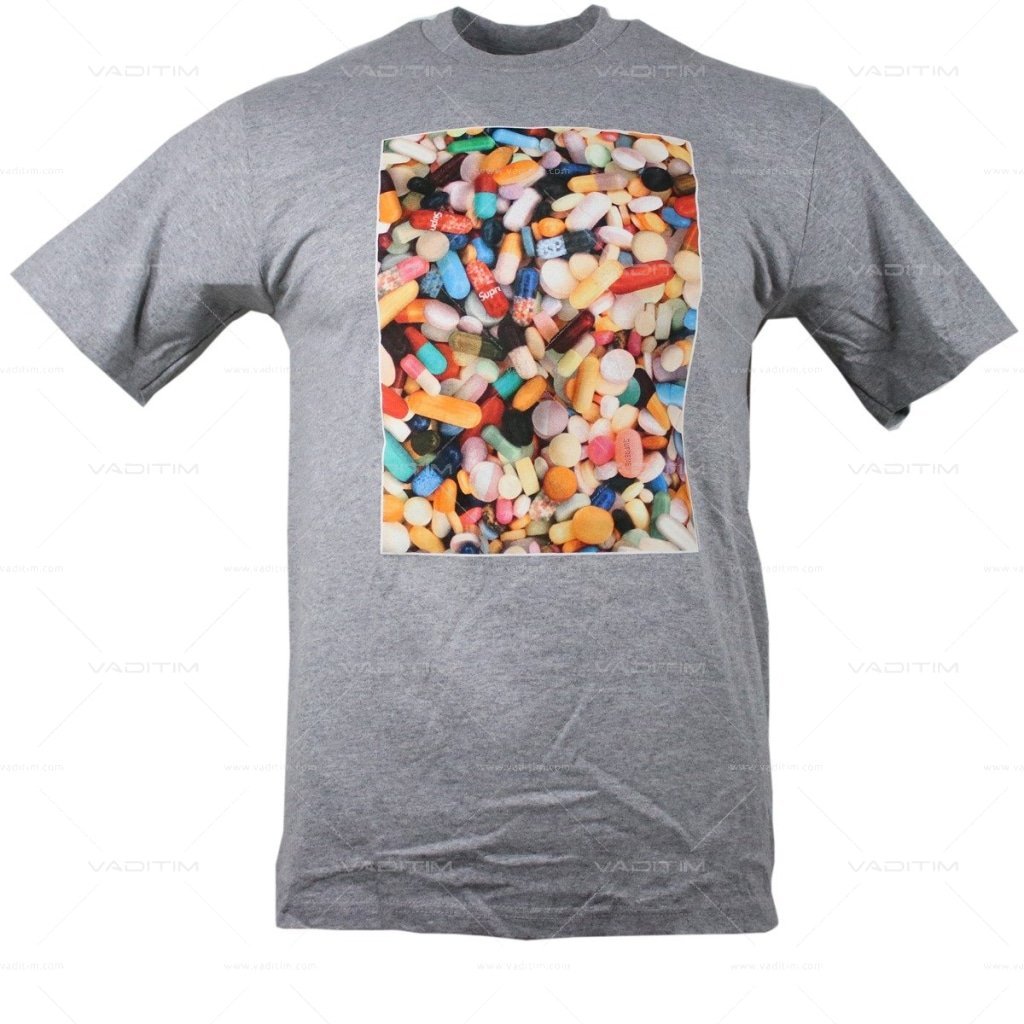 Pills Tee Heather Grey Supreme vendor-unknown S Grau