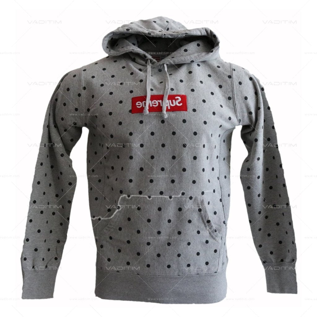 x Comme Des Garçons Grey Polka Dot Box Logo Hoodie Supreme vendor-unknown M  