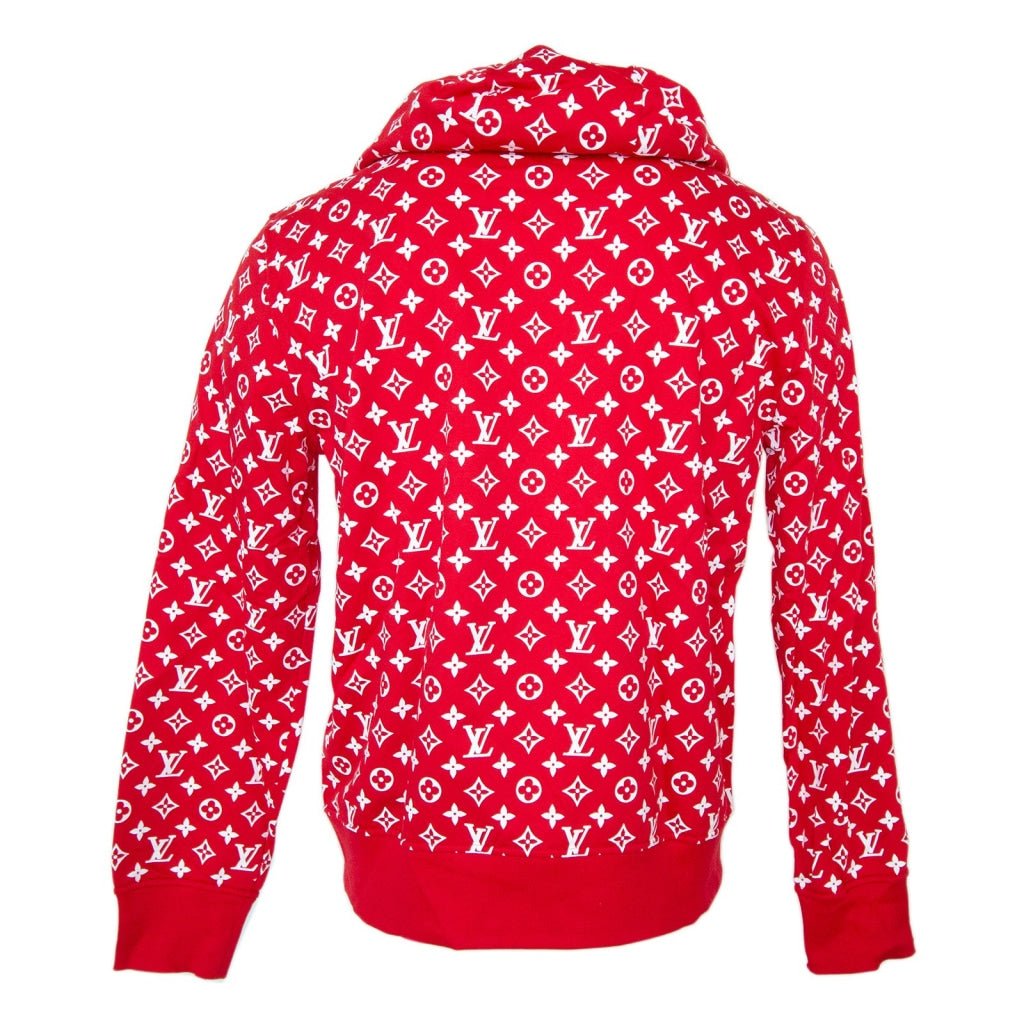 Supreme Louis Vuitton V Pattern Black Red Hoodie - Tagotee