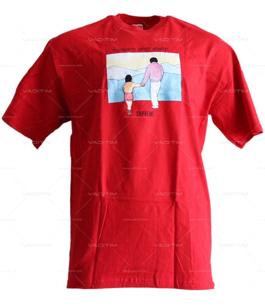 Heaven And Earth Tee Red Supreme vendor-unknown   